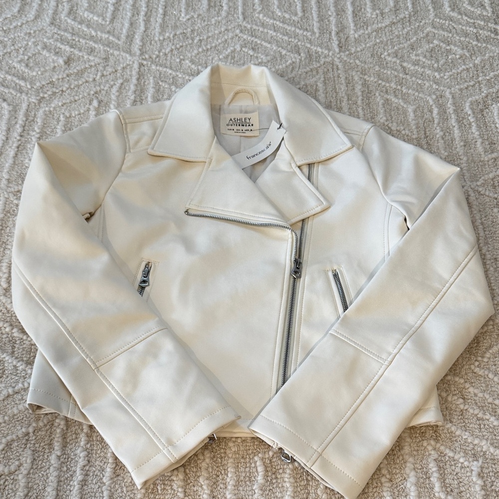 Ashley Stewart Women's White Leather Jacket